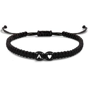 Initial Letter Bracelet Adjustable Braided Heart Gift For Women Men Teens